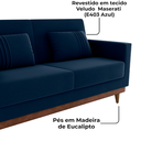 Ver imagem 5 de Sofa Cama 2 Lugares 203 Cm Veludo Maserati Azul Corino Whisk Milani Store