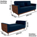 Ver imagem 3 de Sofa Cama 2 Lugares 203 Cm Veludo Maserati Azul Corino Whisk Milani Store