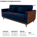Ver imagem 4 de Sofa Cama 2 Lugares 203 Cm Veludo Maserati Azul Corino Whisk Milani Store