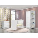 Ver imagem 2 de Jogo de Quarto Doce Sonho Guarda Roupa 2 Portas Cantoneira, Berço e Cômoda Branco - Qmovi