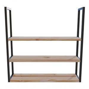 Combo 3 Estantes de Teto Preta 100x20cm em Ferro para Garagem