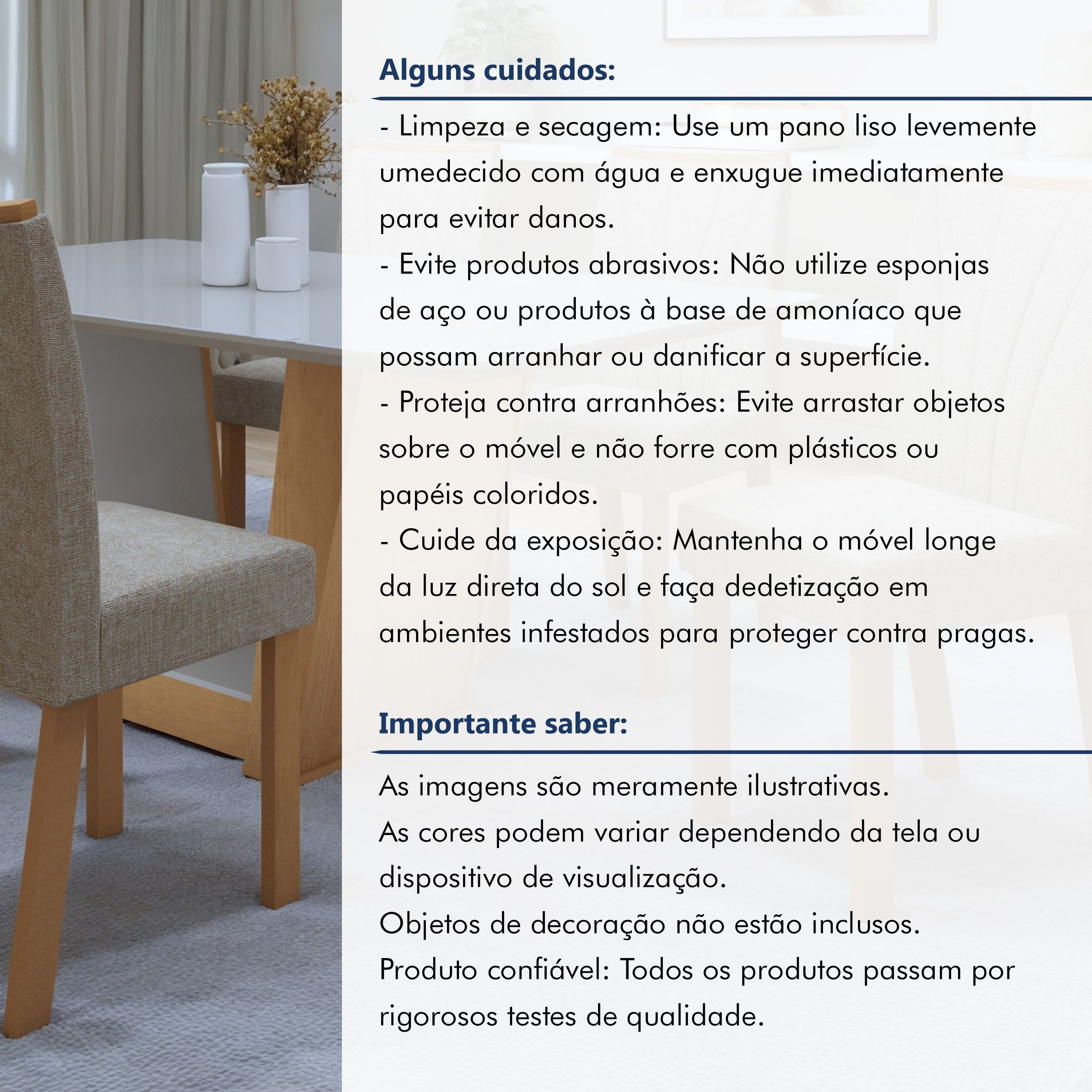 Conjunto Sala de Jantar Mesa Tampo de Vidro/MDF 6 Cadeiras Apogeu Móveis Lopas - 18