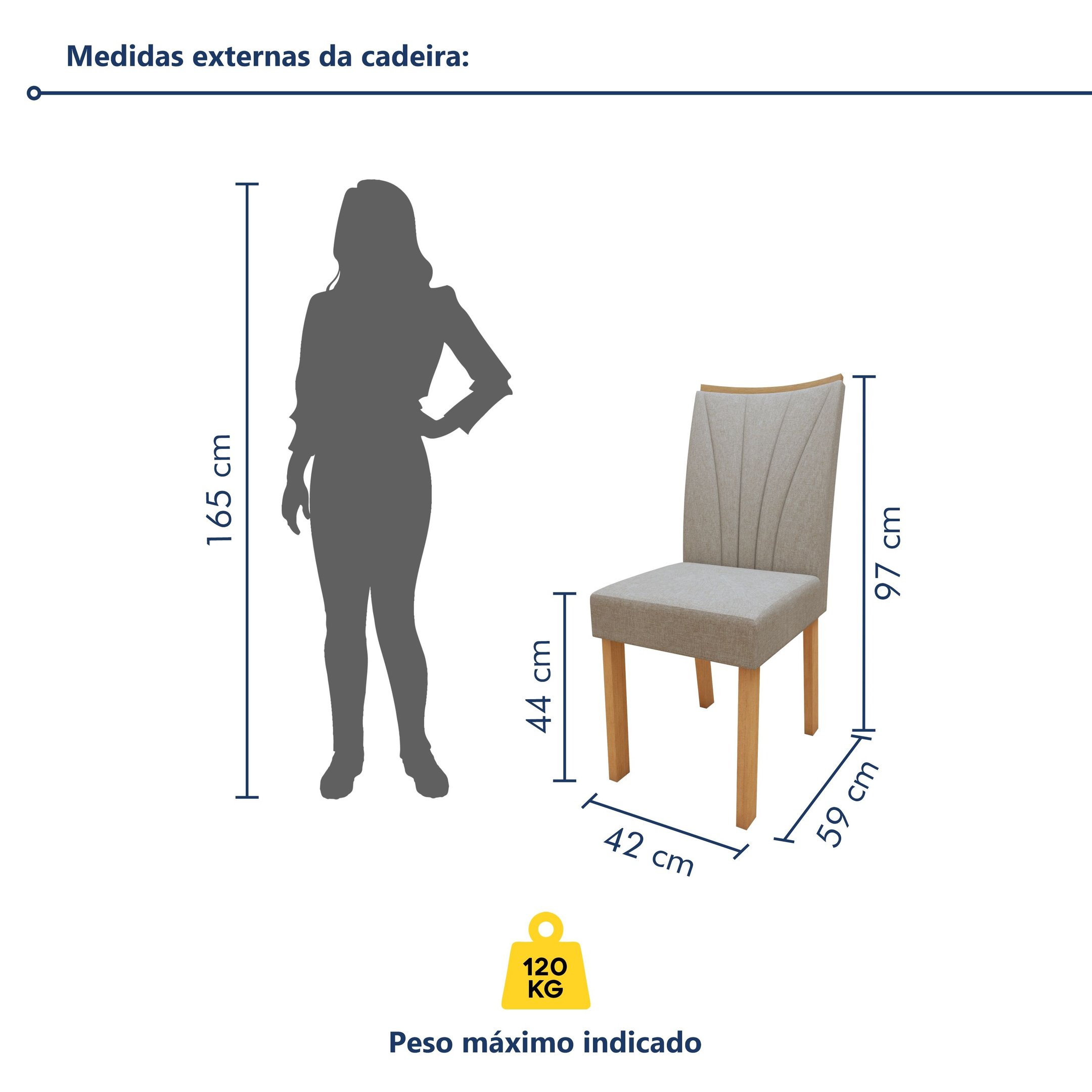 Conjunto Sala de Jantar Mesa Tampo de Vidro/MDF 6 Cadeiras Apogeu Móveis Lopas - 15