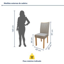 Conjunto Sala de Jantar Mesa Tampo de Vidro/MDF 6 Cadeiras Apogeu Móveis Lopas - 15