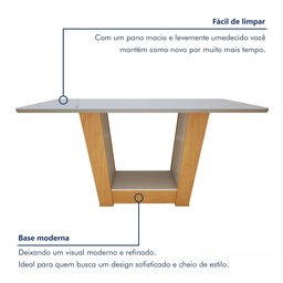 Conjunto Sala de Jantar Mesa Tampo de Vidro/MDF 6 Cadeiras Apogeu Móveis Lopas - 8