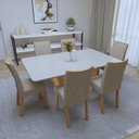 Ver imagem 2 de Conjunto Sala de Jantar 6 Lugares Retangular Tampo Vidro/MDF Mesa e Cadeiras Apogeu