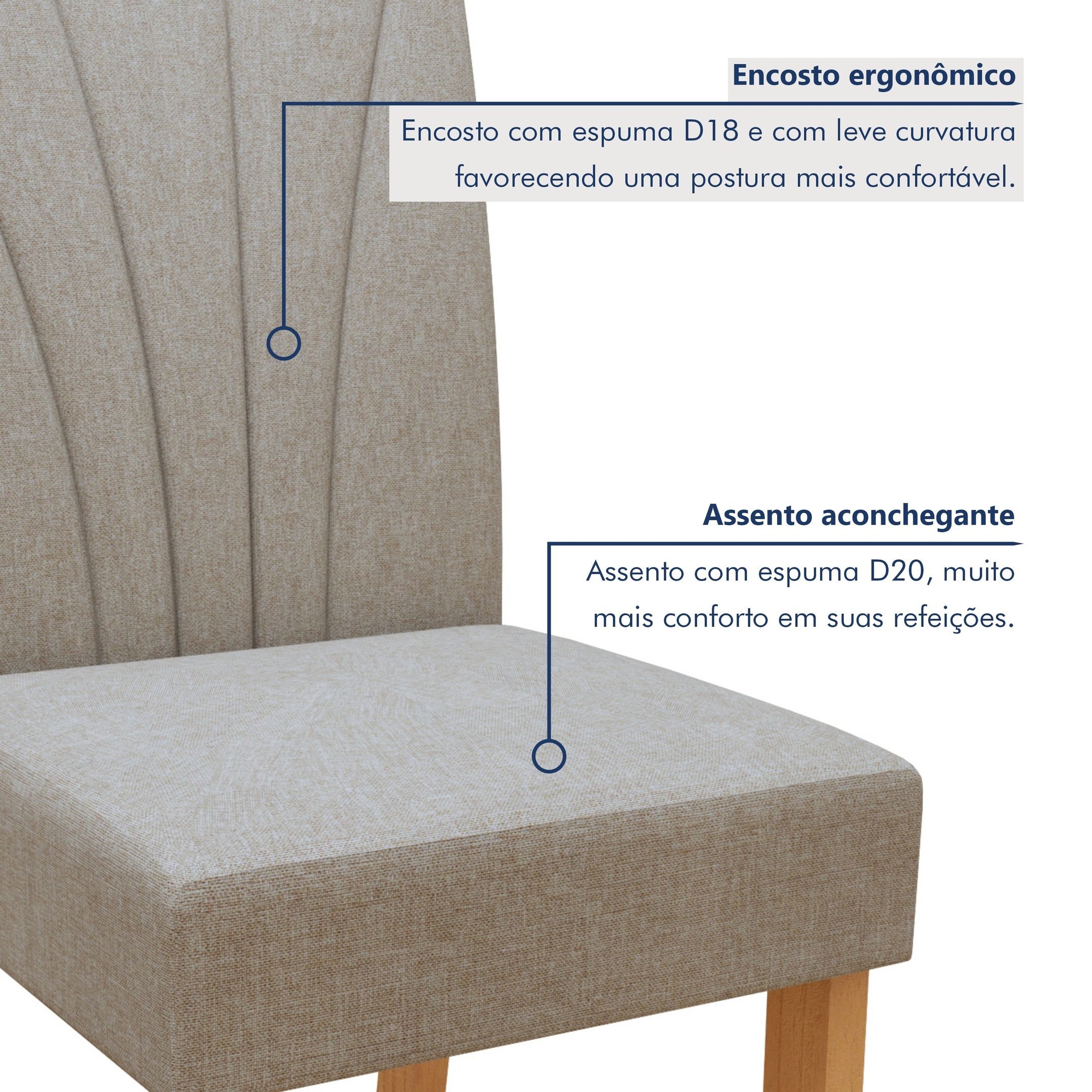 Conjunto Sala de Jantar Mesa Tampo de Vidro/MDF 6 Cadeiras Apogeu Móveis Lopas - 11