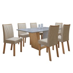 Conjunto Sala de Jantar Mesa Tampo de Vidro/MDF 6 Cadeiras Apogeu Móveis Lopas - 20