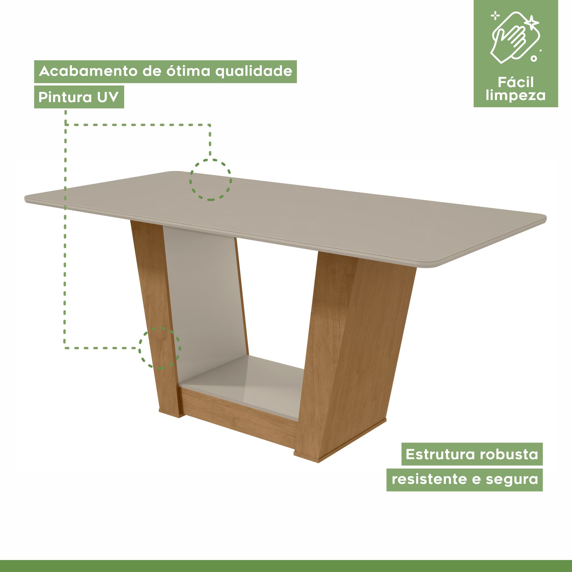 Conjunto Sala de Jantar Mesa Tampo de Vidro/MDF 6 Cadeiras Apogeu  - 3