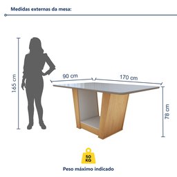 Conjunto Sala de Jantar Mesa Tampo de Vidro/MDF 6 Cadeiras Apogeu Móveis Lopas - 14