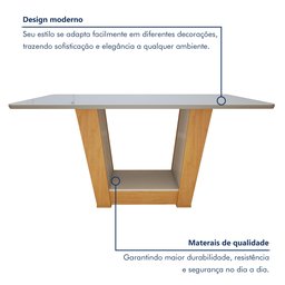Conjunto Sala de Jantar Mesa Tampo de Vidro/MDF 6 Cadeiras Apogeu Móveis Lopas - 6