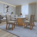 Ver imagem 3 de Conjunto Sala de Jantar 6 Lugares Retangular Tampo Vidro/MDF Mesa e Cadeiras Apogeu