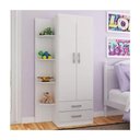 Ver imagem 1 de Guarda-roupa Infantil Maxi 2 Portas 2 Gavetas com 4 Prateleiras Externas - Branco Branco