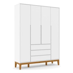 Quarto de Bebê Nature Clean 4 Portas com Berço Unique Branco Soft Eco Wood - Matic - 2