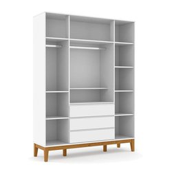 Quarto de Bebê Nature Clean 4 Portas com Berço Unique Branco Soft Eco Wood - Matic - 4