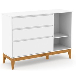 Quarto de Bebê Nature Clean 4 Portas com Berço Unique Branco Soft Eco Wood - Matic - 3