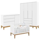 Ver imagem 1 de Quarto de Bebê Nature Clean 4 Portas com Berço Unique Branco Soft Eco Wood - Matic