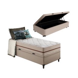 Cama Box Baú + Colchão Solteiro King Classic Molas Pocket 96x203x64cm - 1