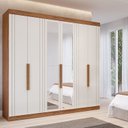 Ver imagem 1 de Guarda-Roupa Casal 6 Portas com 4 Espelhos e 6 Gavetas 234cm 100% MDF Boston Espresso Móveis Bege/Cinamomo/Off White