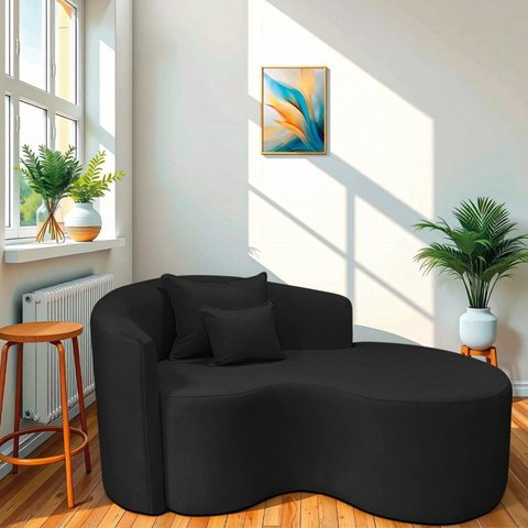 Recamier Curvo Orgânico 150cm 2 Lugares Lado Direito para Sala de Estar Bouclé Londres