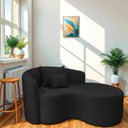 Ver imagem 1 de Recamier Curvo Orgânico 150cm 2 Lugares Lado Direito para Sala de Estar Bouclé Londres