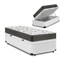 Ver imagem 1 de Cama Box com Baú Solteiro Branco + Colchão D33 ISO 100 (88x188x58) - Ortobom
