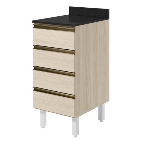 Balcão com Tampo 4 Gavetas MDF 40 cm Kali 1641022 Bianco Toq Nicioli