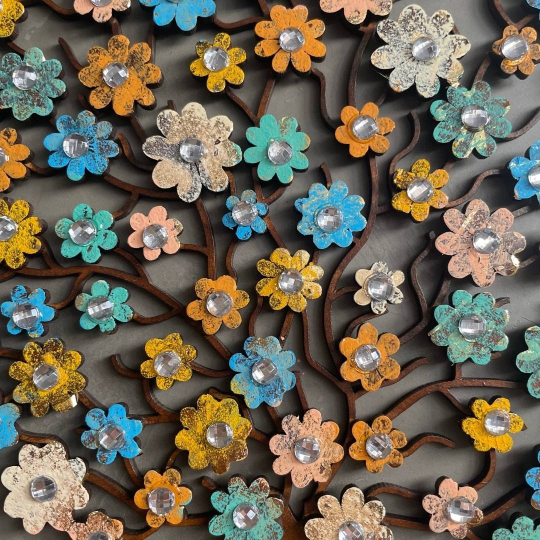 Mandala Cerejeira Color Cimento Queimado 50x50cm Oficina da Arte Brasil - 3