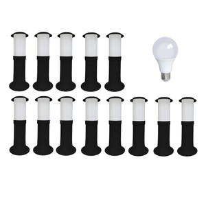 Kit 13 Poste Balizador Luminária Casa Sítio Jardim 35cm Preto + Lâmpada