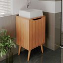 Ver imagem 5 de Gabinete para Banheiro 45 Cm Cuba Quadrada 1 Porta Retrô Amêndoa