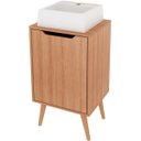 Ver imagem 1 de Gabinete para Banheiro 45 Cm Cuba Quadrada 1 Porta Retrô Amêndoa