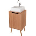 Ver imagem 4 de Gabinete para Banheiro 45 Cm Cuba Quadrada 1 Porta Retrô Amêndoa