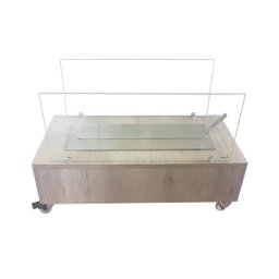 Lareira Ecológica 60 Cm Inox Etanol Álcool Rodízios Amadeirado Claro Vidros Proteção Aquecedor - 4