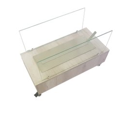 Lareira Ecológica 60 Cm Inox Etanol Álcool Rodízios Amadeirado Claro Vidros Proteção Aquecedor - 2