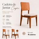 Ver imagem 3 de Kit 4 Cadeiras de Jantar Capri Montadas Madeira Maciça Moderna Tecido Assento Estofadas:Corino Marro