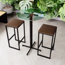 Ver imagem 1 de Conjunto Mesa Alta Bar Bistrô Redonda Vidro 2 Bancos Estofado Don Castro Decor