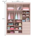 Ver imagem 4 de Guarda Roupa Infantil 3 Portas 4 Gavetas Lua P04 Rose - Mpozenato