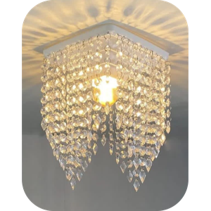 Lustre Pendente Luminária Cristal acrílico de ALTO BRILHO, 17x30. Reflezzo lustres e decoração.