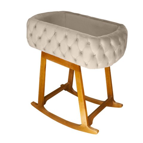 Mini Berço Moises de Balanço Portátil para Bebê Bege Nude