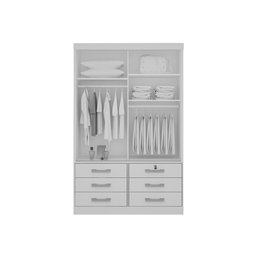 Guarda Roupa Solteiro com Espelho 2 Portas Correr 6 Gavetas Meridian – Cinamomo/off White - 2