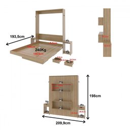 Cama Articulada Casal com Mesas de Cabeceira Amêndoa Cm8041 - 3