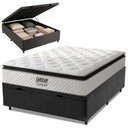 Ver imagem 2 de Cama Box Baú Casal Colchão Molas Pocket Ensacadas Tower 138x188x75cm Branco/Preto Gazin