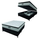 Ver imagem 1 de Cama Box Baú Casal Colchão Molas Pocket Ensacadas Tower 138x188x75cm Branco/preto Gazin