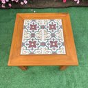 Ver imagem 2 de Mesa de Centro Madeira com Ladrilho Hidráulico Verde 60 X 60 Sudeste Rústico