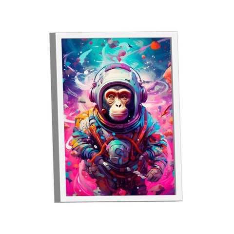 Quadro Macaco Astronauta -- Br Artes
