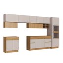 Ver imagem 3 de Cozinha Modulada 10 Portas 3 Gavetas Torre Quente e Bancada Organic Bege/Sand/Nature