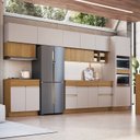 Ver imagem 1 de Cozinha Modulada 10 Portas 3 Gavetas Torre Quente e Bancada Organic Bege/Sand/Nature