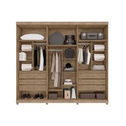 Guarda Roupa 06 Portas e 06 Gavetas Enna com 06 Portas Vidro Reflecta- Lanza:carvalho/off White - 2