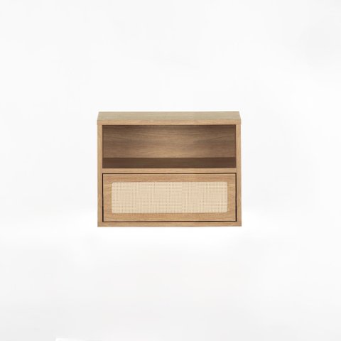Mesa de Cabeceira Har Suspensa 1 Gaveta 1 Nicho - 45 cm X 36 cm Tauari - Telinha Rattan