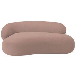 Recamier Sofá Curvo Lado Direito Canadá 200cm Luxo Sala de Estar Linho Rose - Incasa Decor